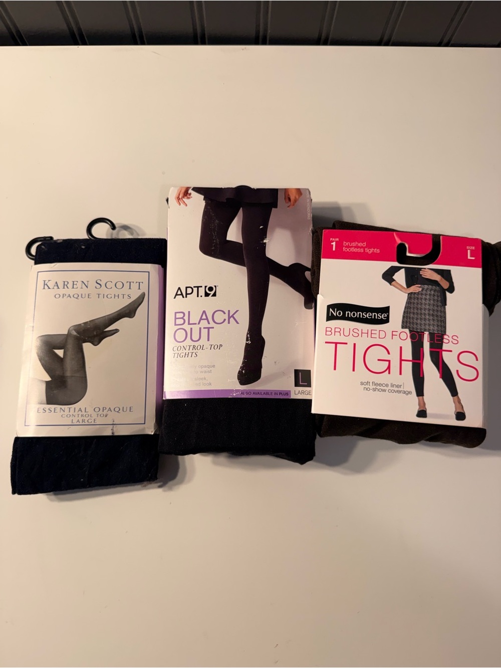 pantyhose lot Large, Karen Scott, Apt 9 Black Out, No Nonsense Brush